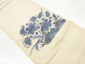 手織り紬草花模様織出し名古屋帯